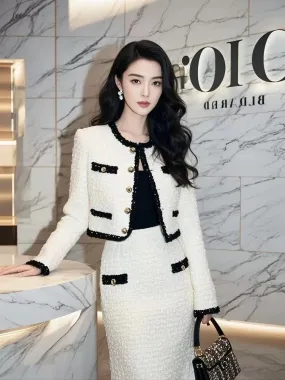 Autumn wear a complete set of high-end ladylike temperament goddess style high-end small fragrance style jacket and skirt suit f