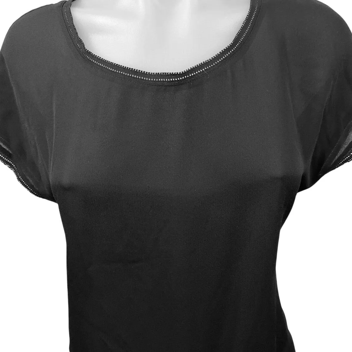 Banana Republic Black Semi Sheer Mesh Lightweight Pullover Blouse Top Size XS