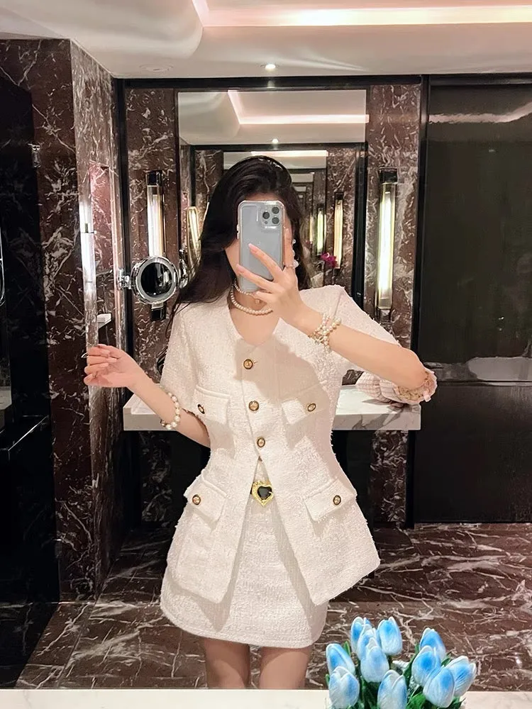 BETTER LS professional style queen suit women's design single-breasted jacket hip-covering skirt two-piece set (S0885)