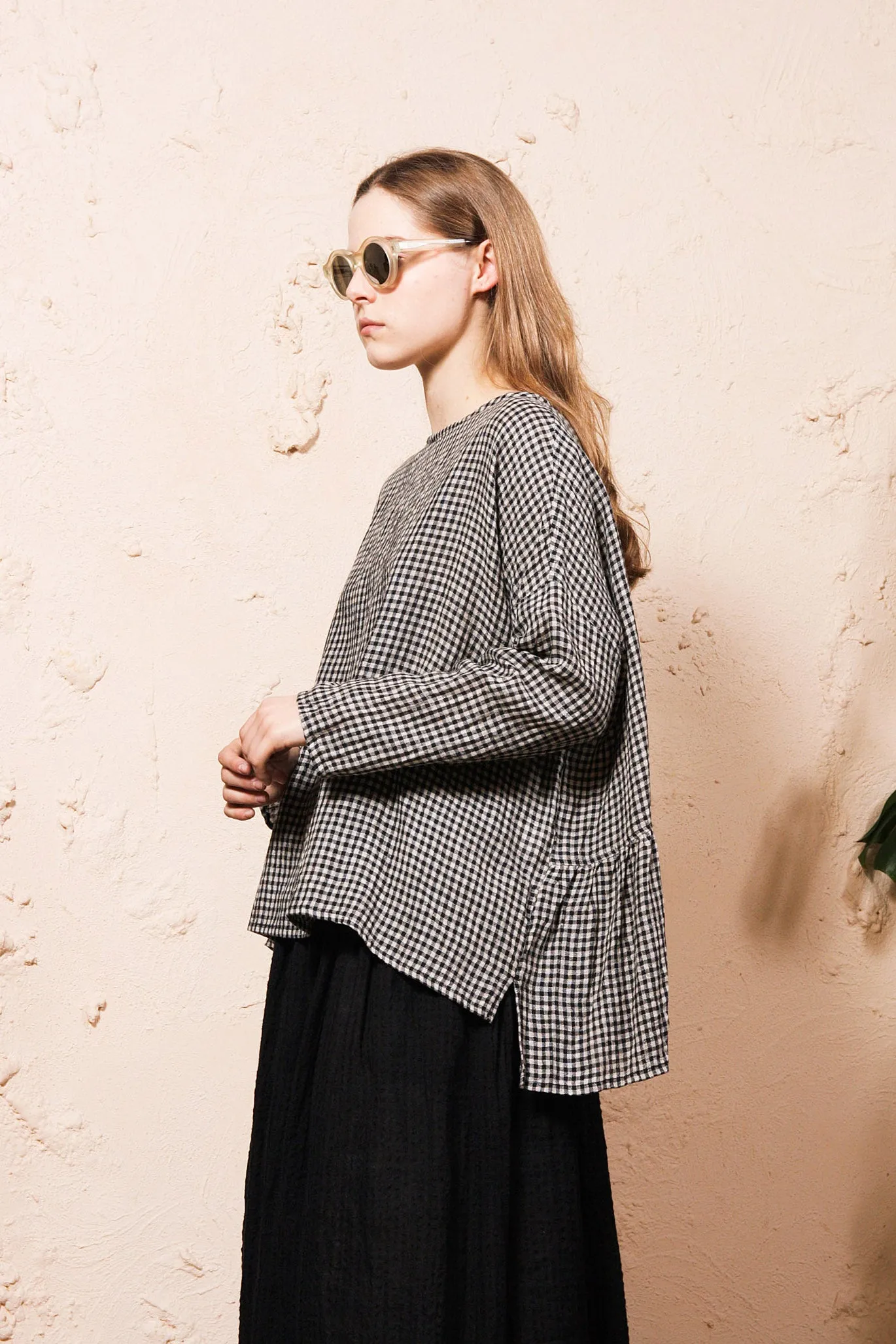 Black Boil Washer Gingham Pullover