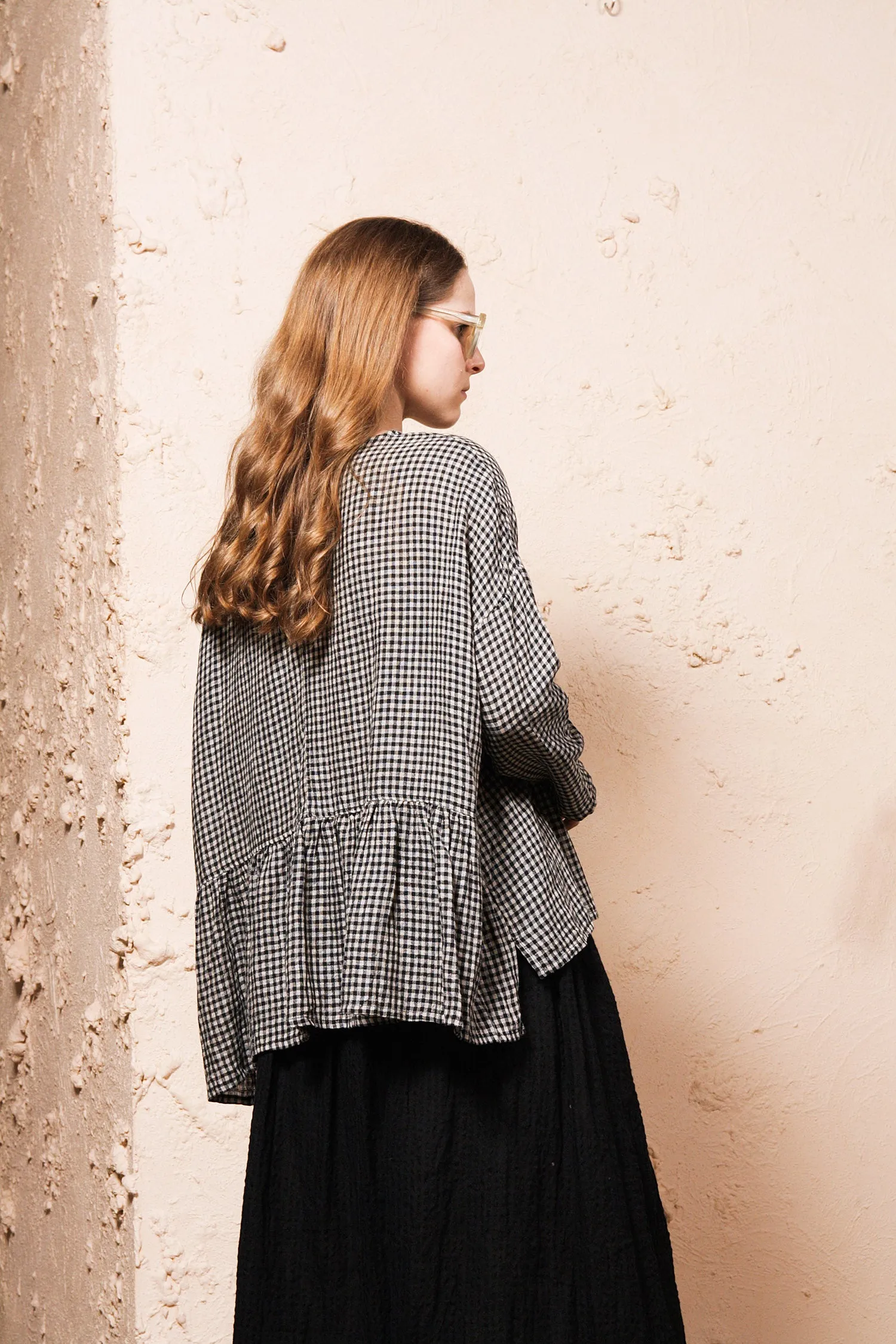 Black Boil Washer Gingham Pullover