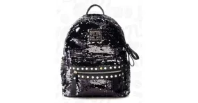 Black Sequins Glittering  Metal Studs Gothic Punk Rock Backpack