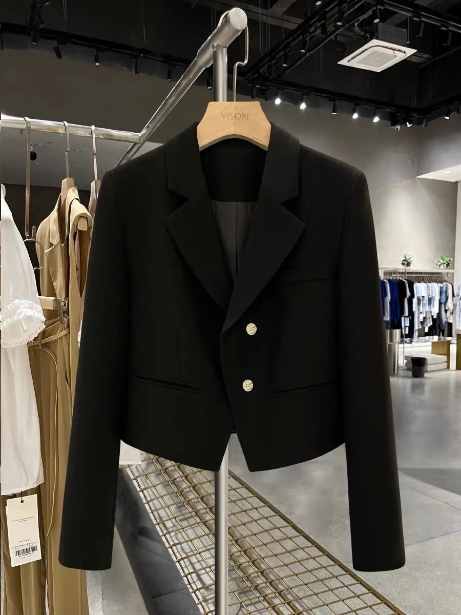 Black spring and autumn small short suit women's jacket 2023 new high-quality Korean version of the professional jacket suit