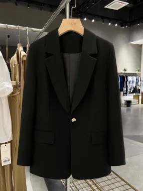 Black thin suit jacket female 2023 new autumn celebrity high-end temperament professional high-end fashionable suit