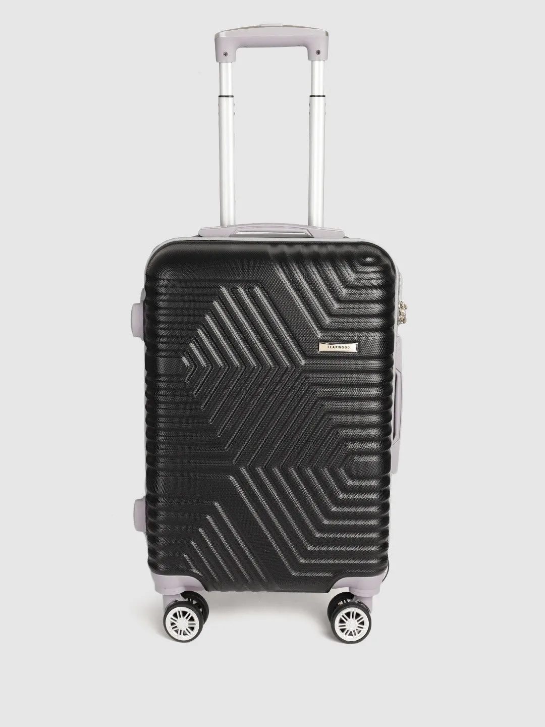 Black-Toned Textured Hard-Sided Cabin Trolley Suitcase