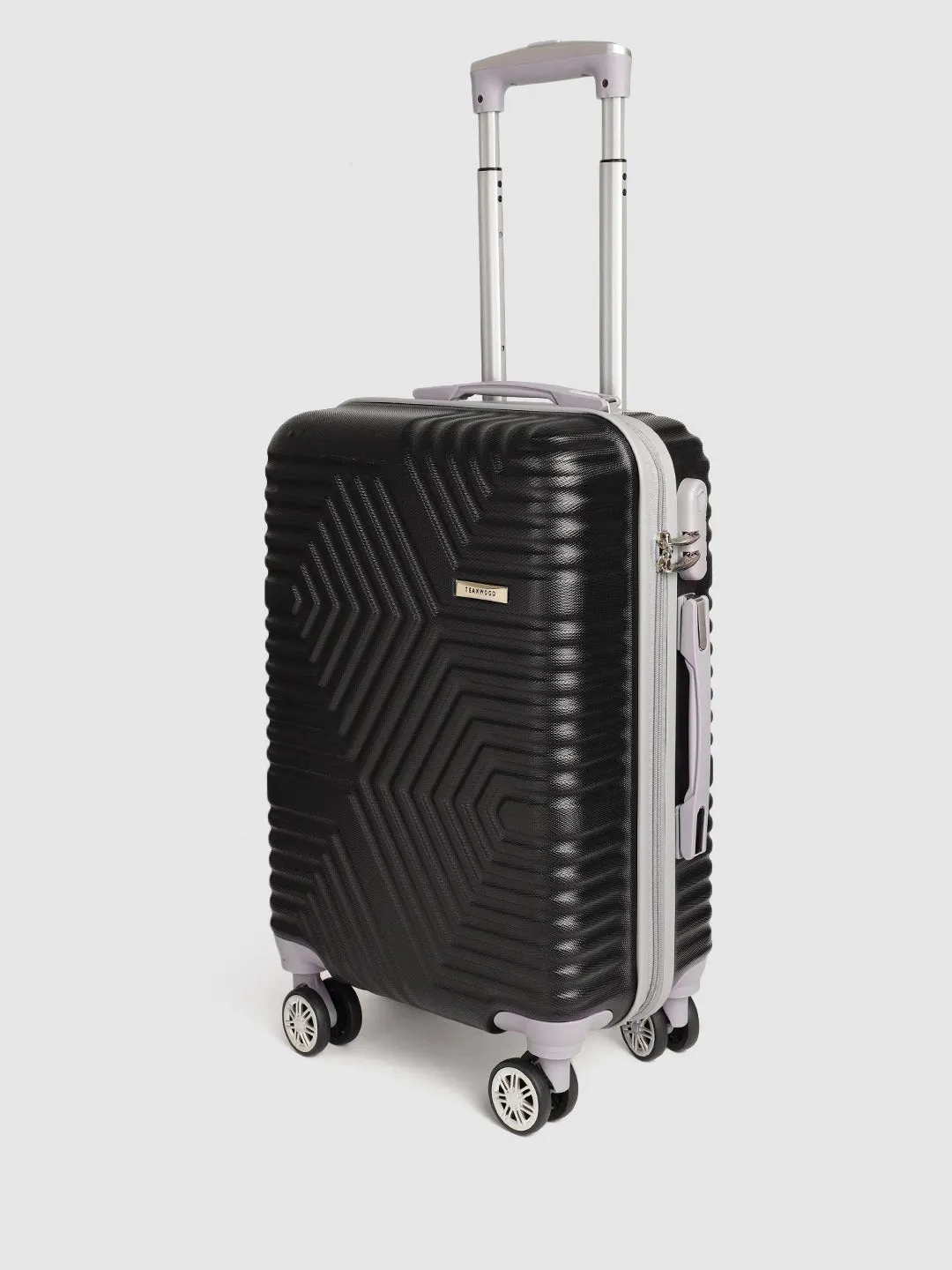 Black-Toned Textured Hard-Sided Cabin Trolley Suitcase