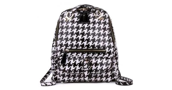 Black White Houndstooth Checkers Gothic Punk Rock Backpack