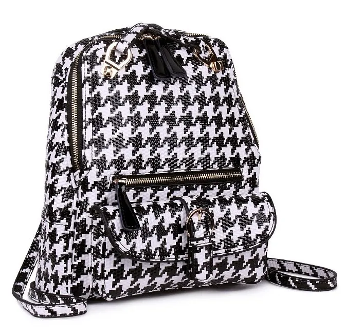 Black White Houndstooth Checkers Gothic Punk Rock Backpack