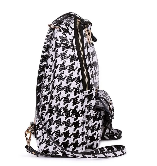 Black White Houndstooth Checkers Gothic Punk Rock Backpack