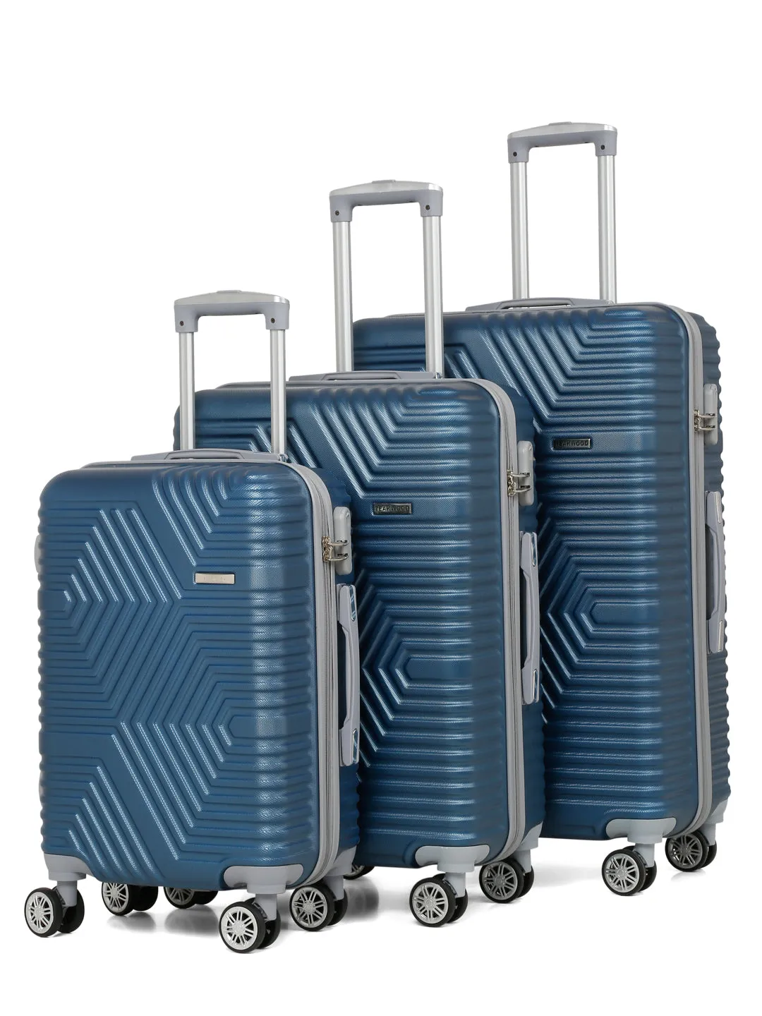 Blue-Toned Textured Hard-Sided Trolley Suitcase