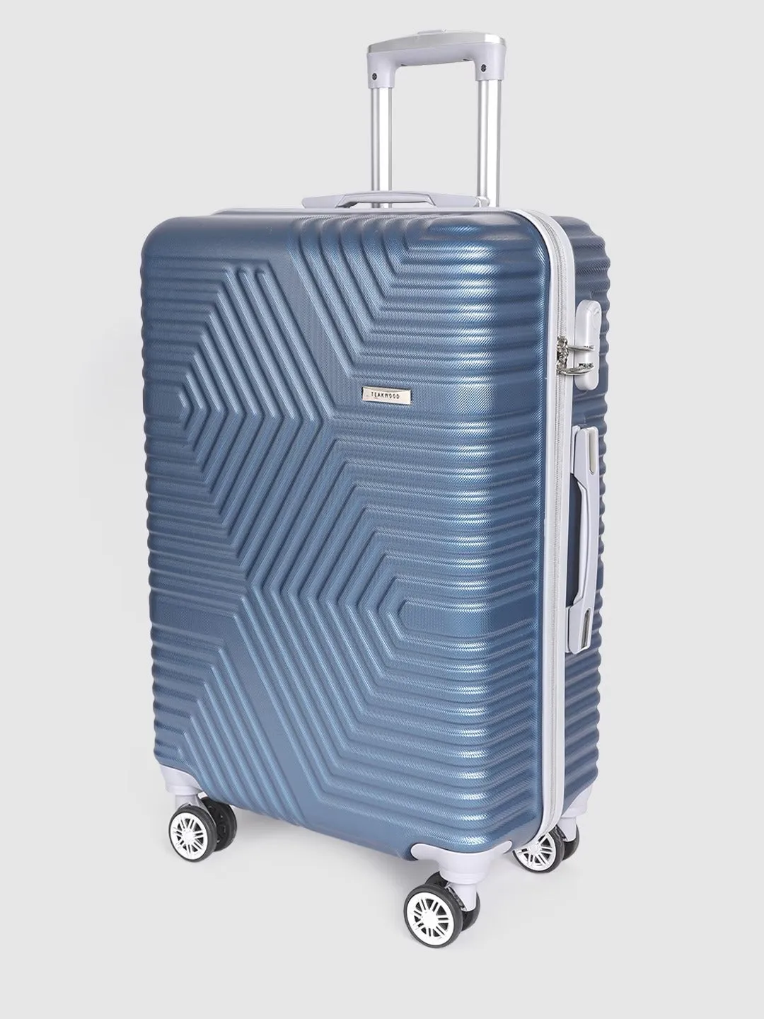 Blue-Toned Textured Hard-Sided Trolley Suitcase