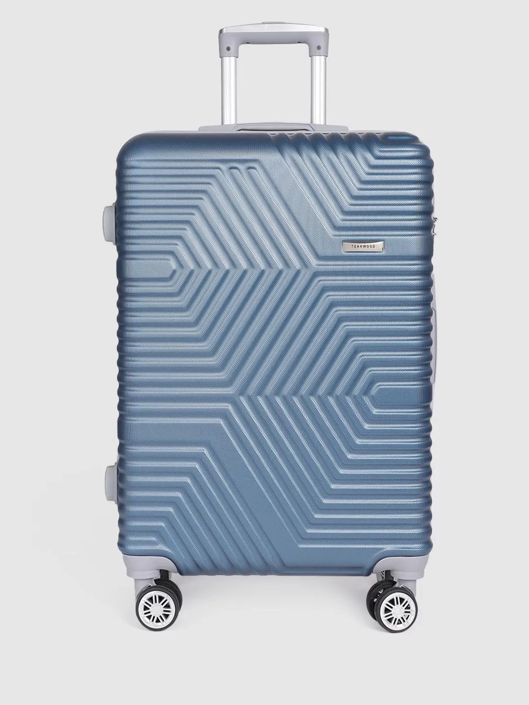 Blue-Toned Textured Hard-Sided Trolley Suitcase