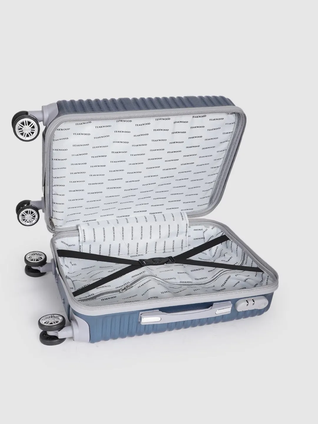 Blue-Toned Textured Hard-Sided Trolley Suitcase