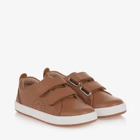 Boys Brown Leather Trainers