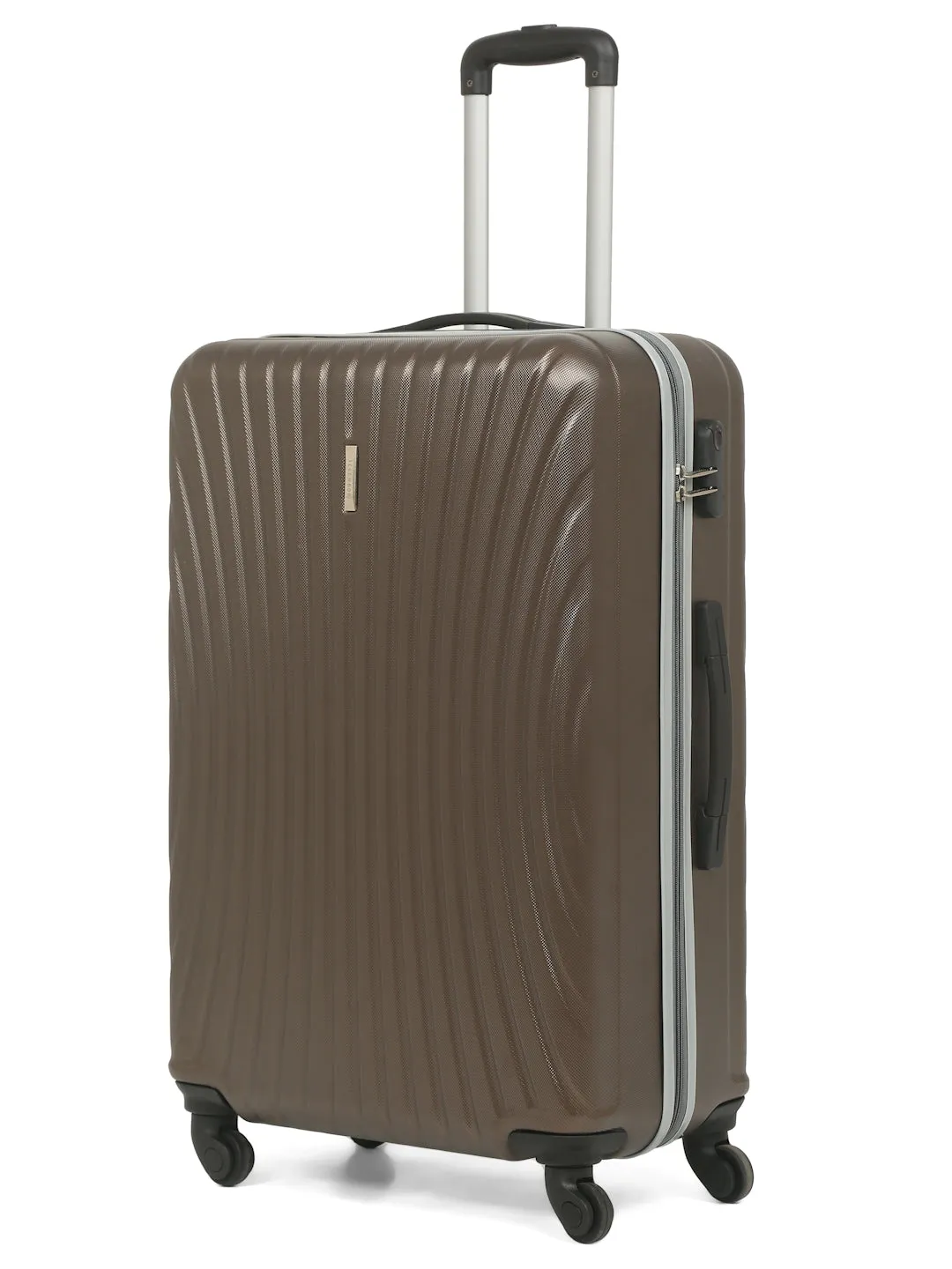 Brown Textured Hard-Sided Cabin Trolley Suitcase (Large)