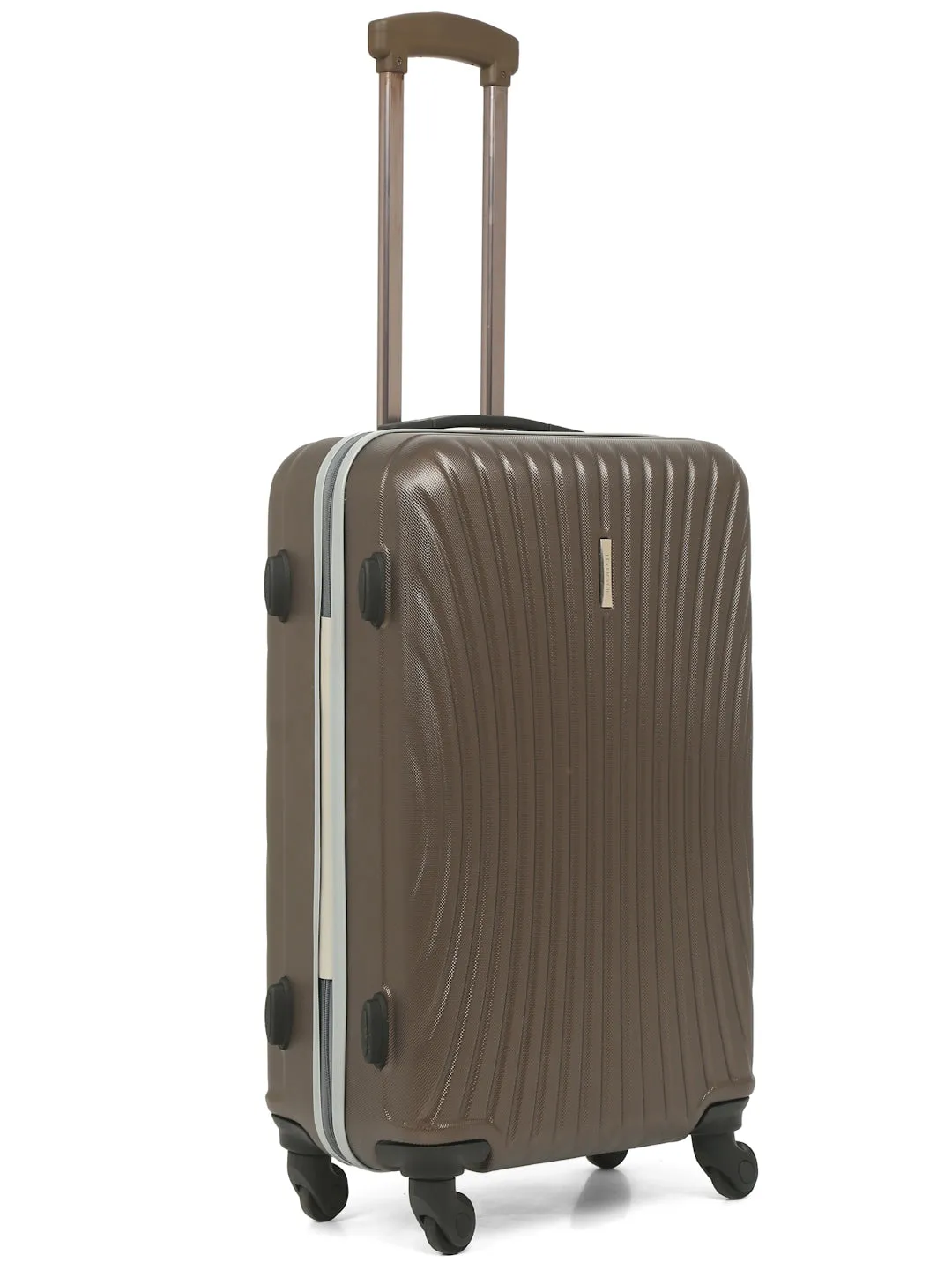 Brown Textured Hard-Sided Cabin Trolley Suitcase (Medium)