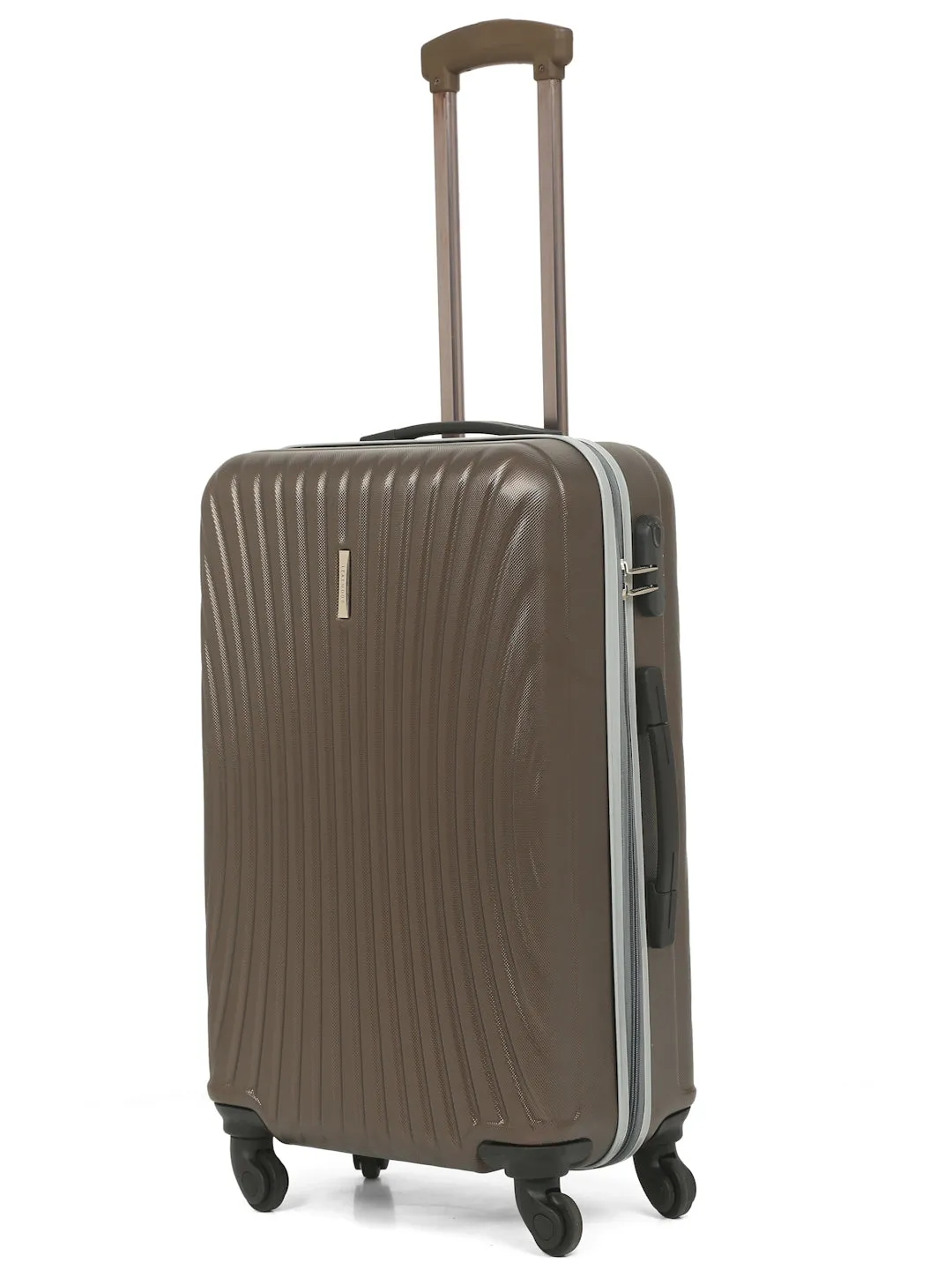 Brown Textured Hard-Sided Cabin Trolley Suitcase (Medium)