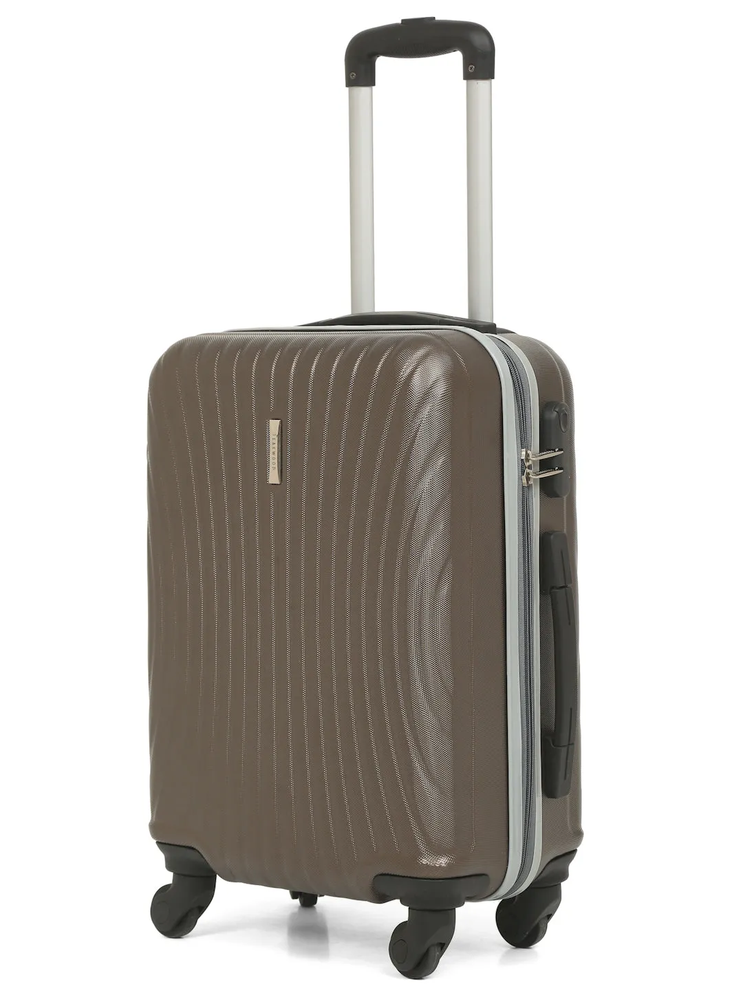 Brown Textured Hard-Sided Cabin Trolley Suitcase (Small)