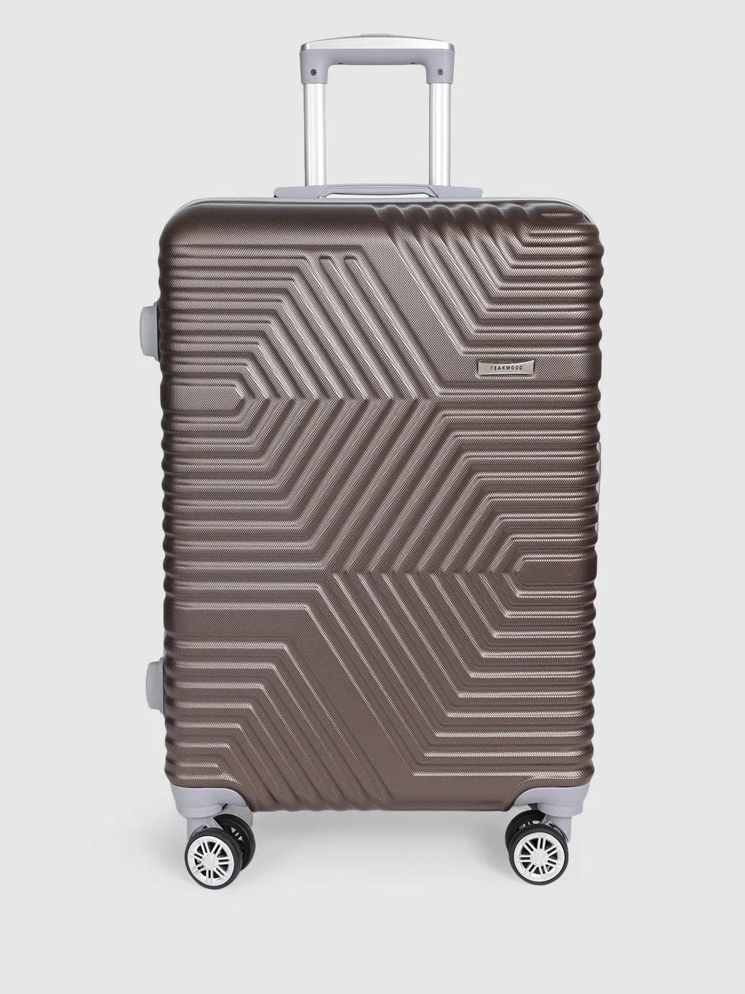 Brown-Toned Textured Hard-Sided Large Trolley Suitcase