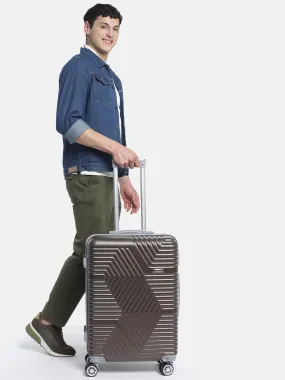 Brown-Toned Textured Hard-Sided Large Trolley Suitcase