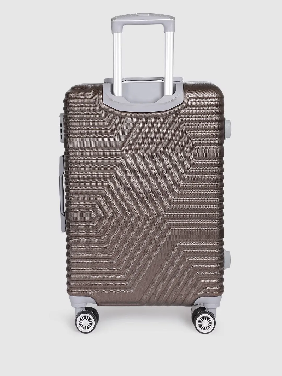 Brown-Toned Textured Hard-Sided Large Trolley Suitcase