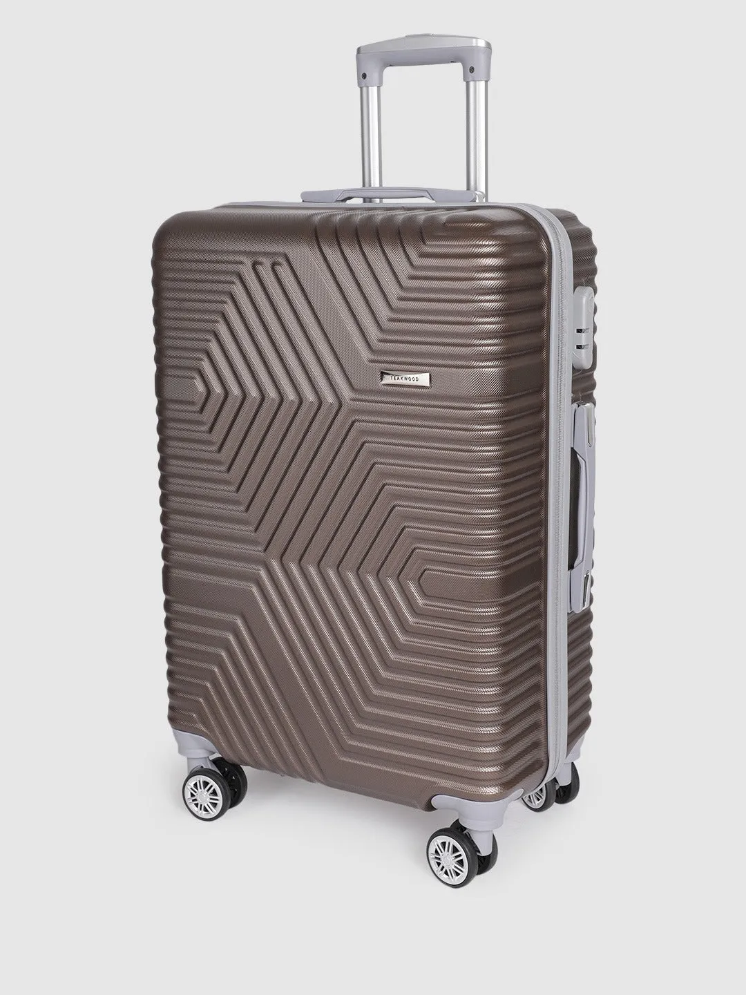 Brown-Toned Textured Hard-Sided Large Trolley Suitcase