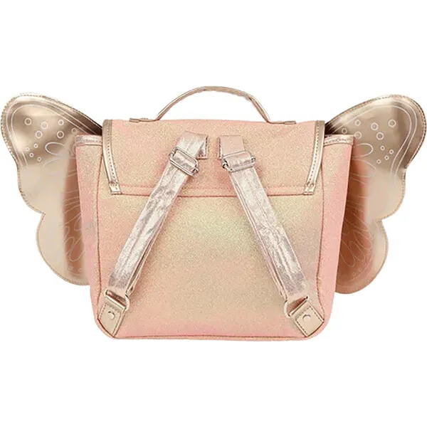 Caramel et Cie Butterfly Magnetic Clasp Backpack 3.8L, Iridescent Coral