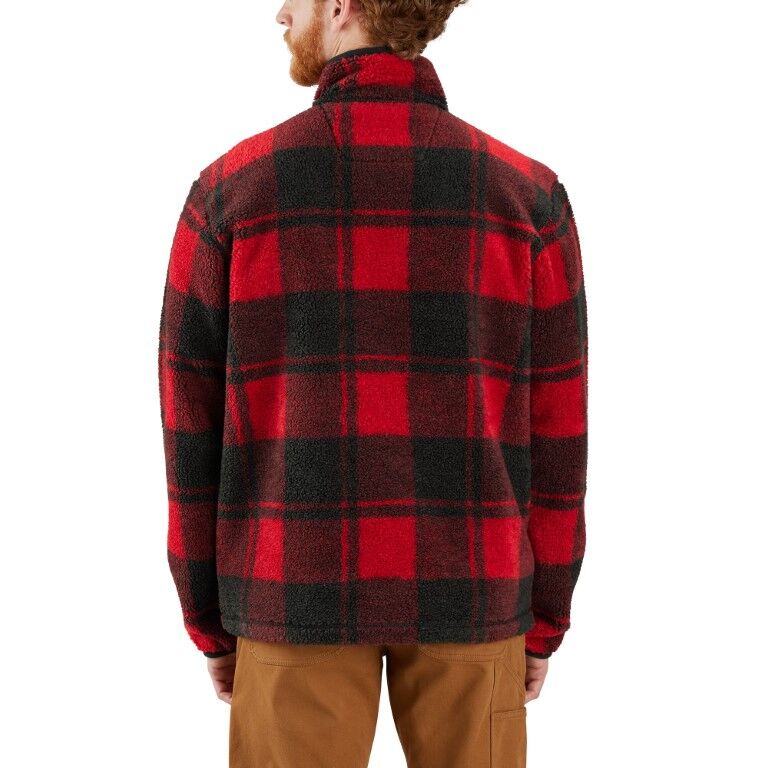 Carhartt Men's Loose Fit Fleece Pullover in Crabapple/Black Plaid