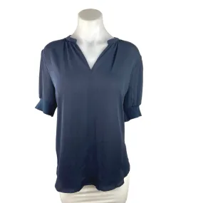 Catherine Malandrino Blue V-neck Puff Sleeve Lightweight Pullover Blouse Top L