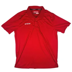 CCM Men’s Red Hockey Team Short Sleeve Collar Pullover Polo Shirt Top Size L