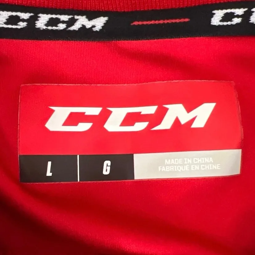 CCM Men’s Red Hockey Team Short Sleeve Collar Pullover Polo Shirt Top Size L