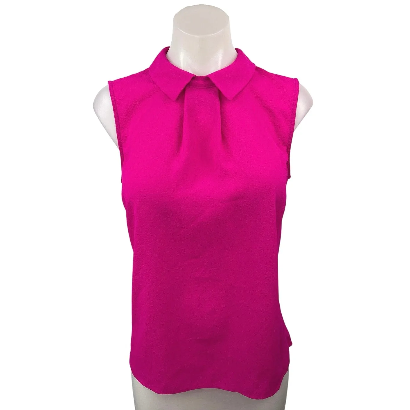 CeCe Pink Sleeveless Collared Pleated Pullover Career Blouse Top Size S