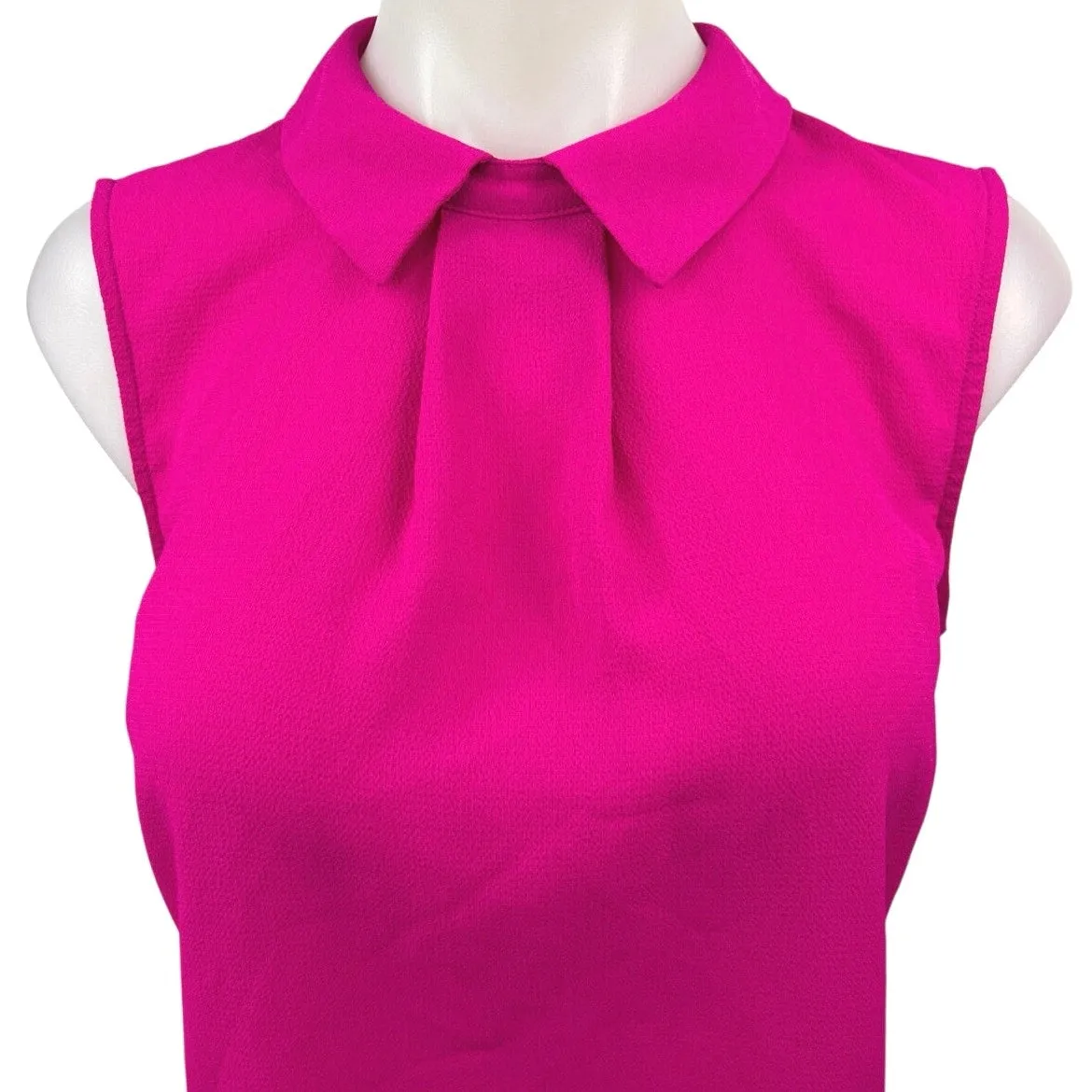 CeCe Pink Sleeveless Collared Pleated Pullover Career Blouse Top Size S