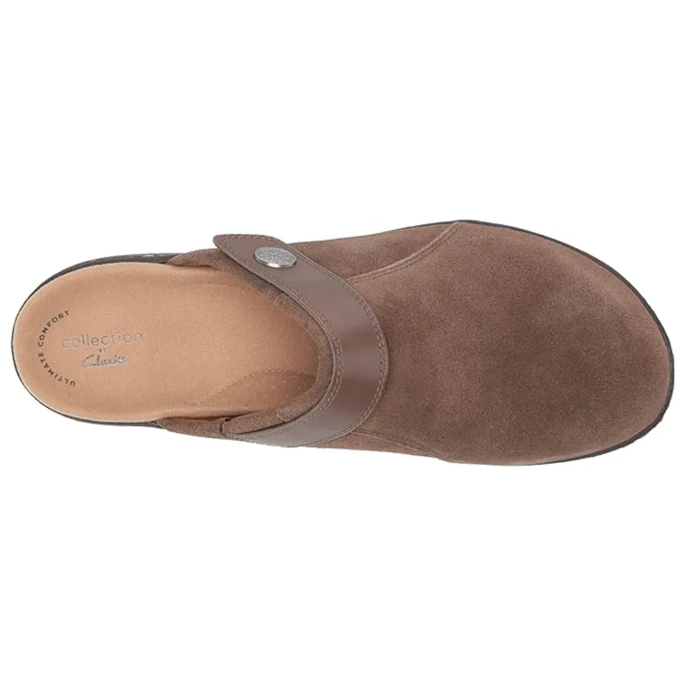 Clarks Laurieann Strap Taupe Suede Clog (Women's)