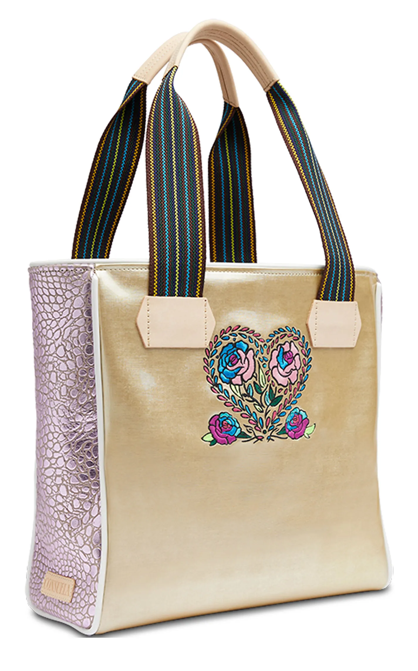 Consuela Char Champagne & Lavender Embroidered Classic Tote