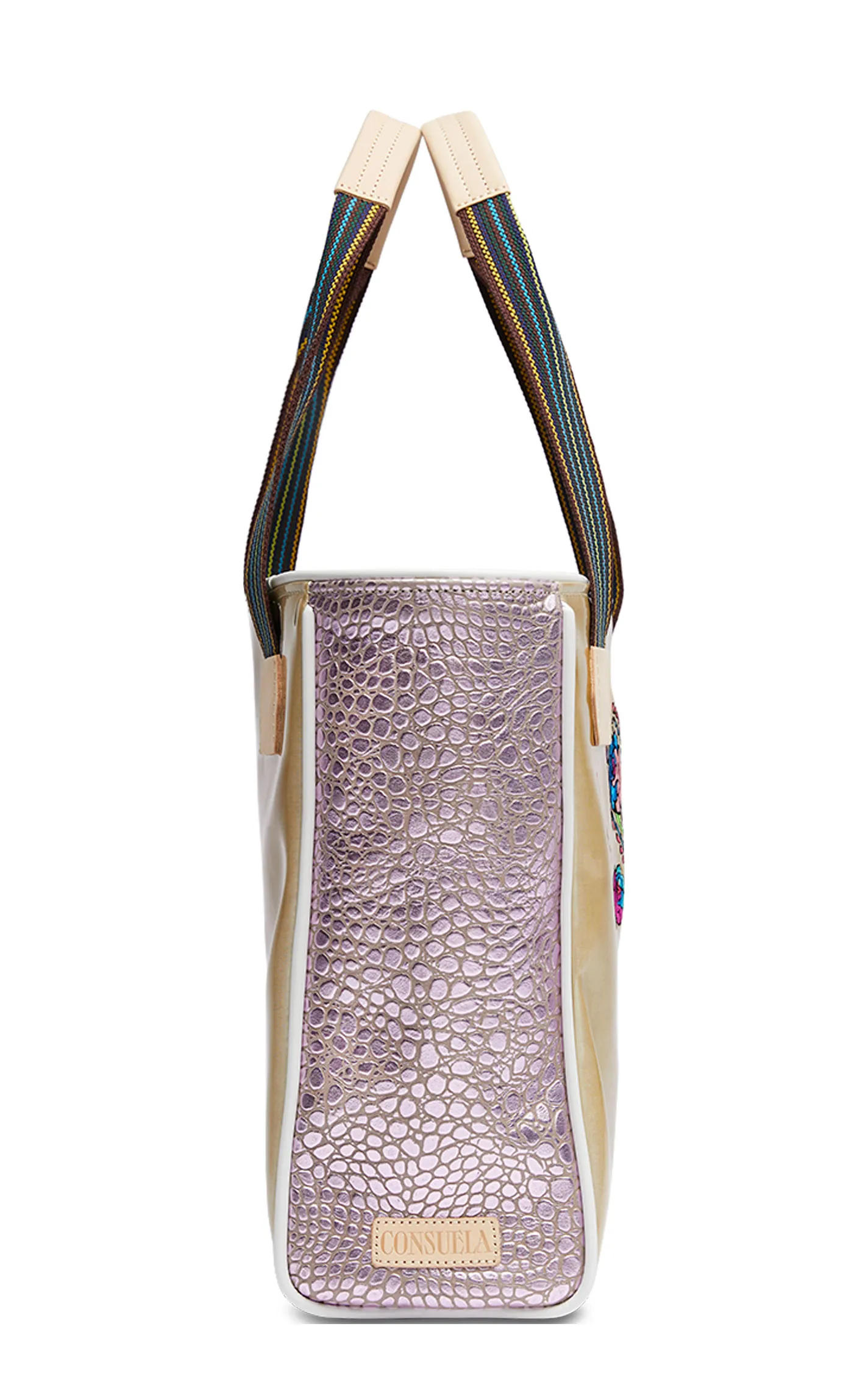 Consuela Char Champagne & Lavender Embroidered Classic Tote