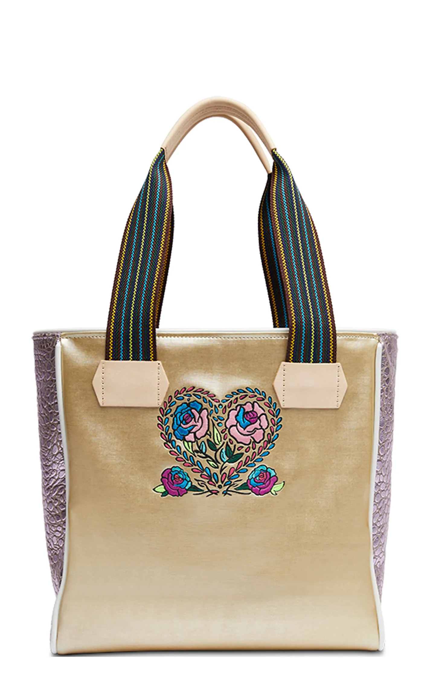 Consuela Char Champagne & Lavender Embroidered Classic Tote