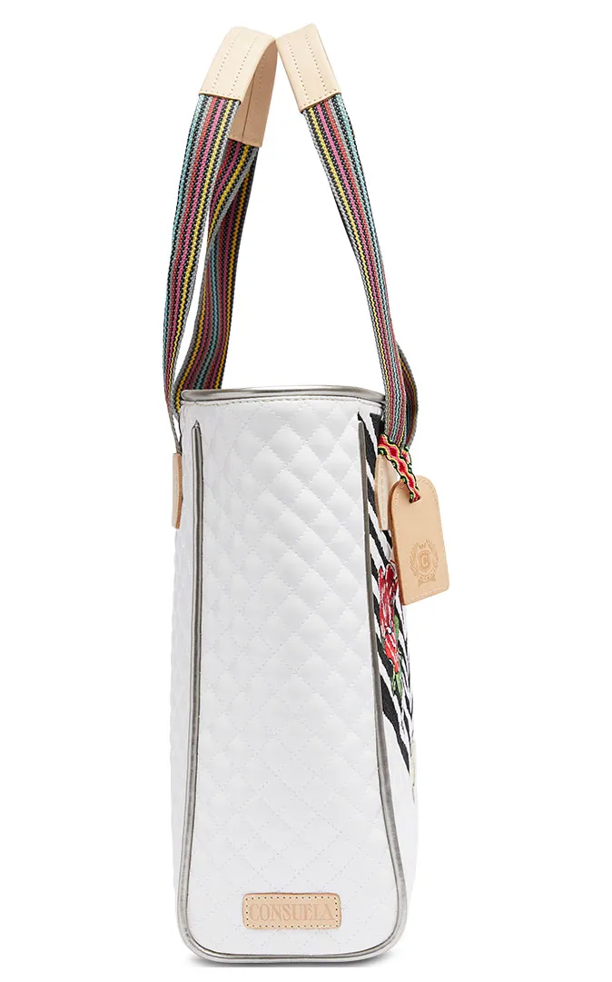 Consuela Michelle White with Rose Embroidery Classic Tote