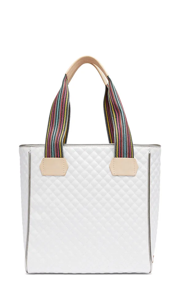 Consuela Michelle White with Rose Embroidery Classic Tote