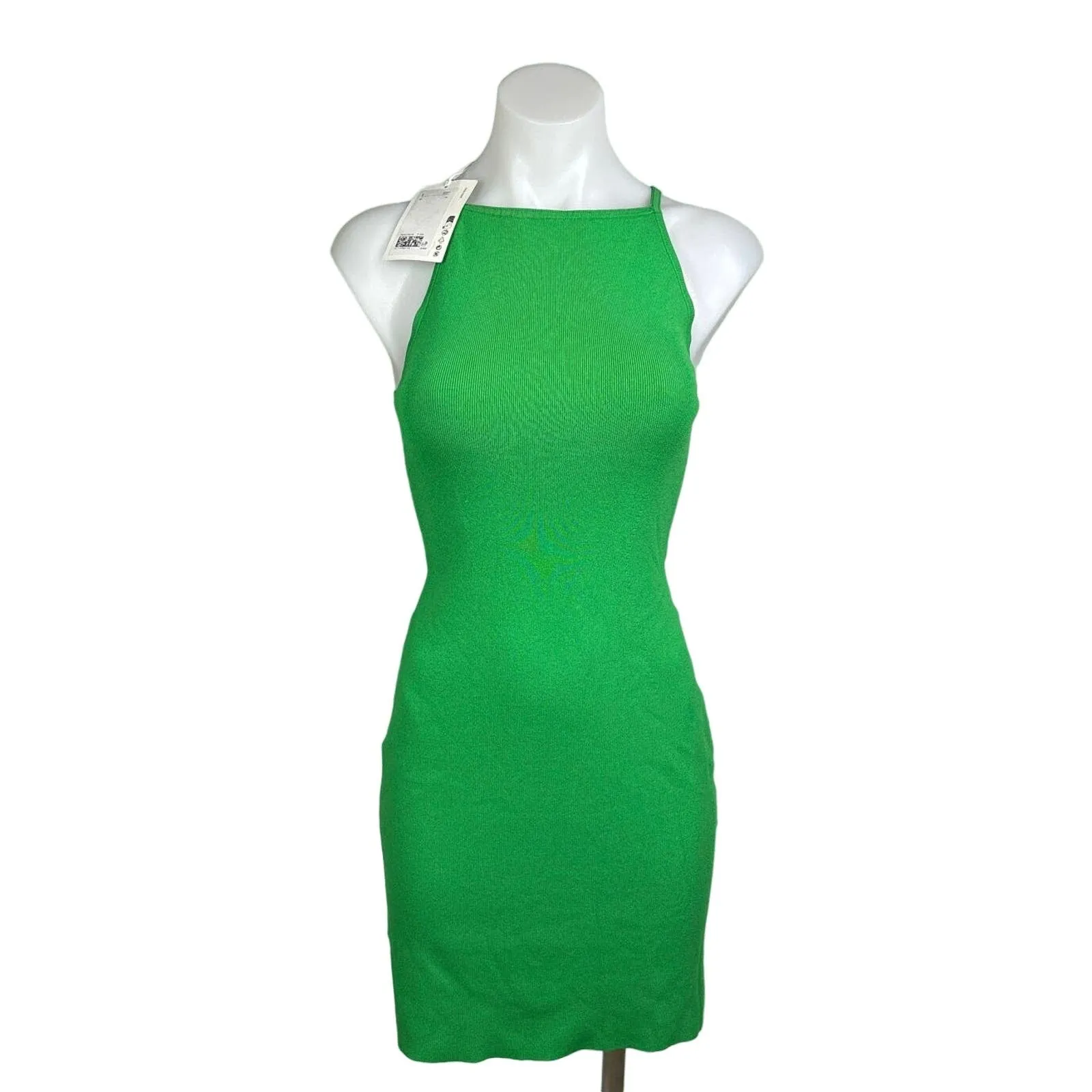 COS NWT $120 Green Sleeveless High Neck Pullover Stretch Mini Bodycon Dress Size XS