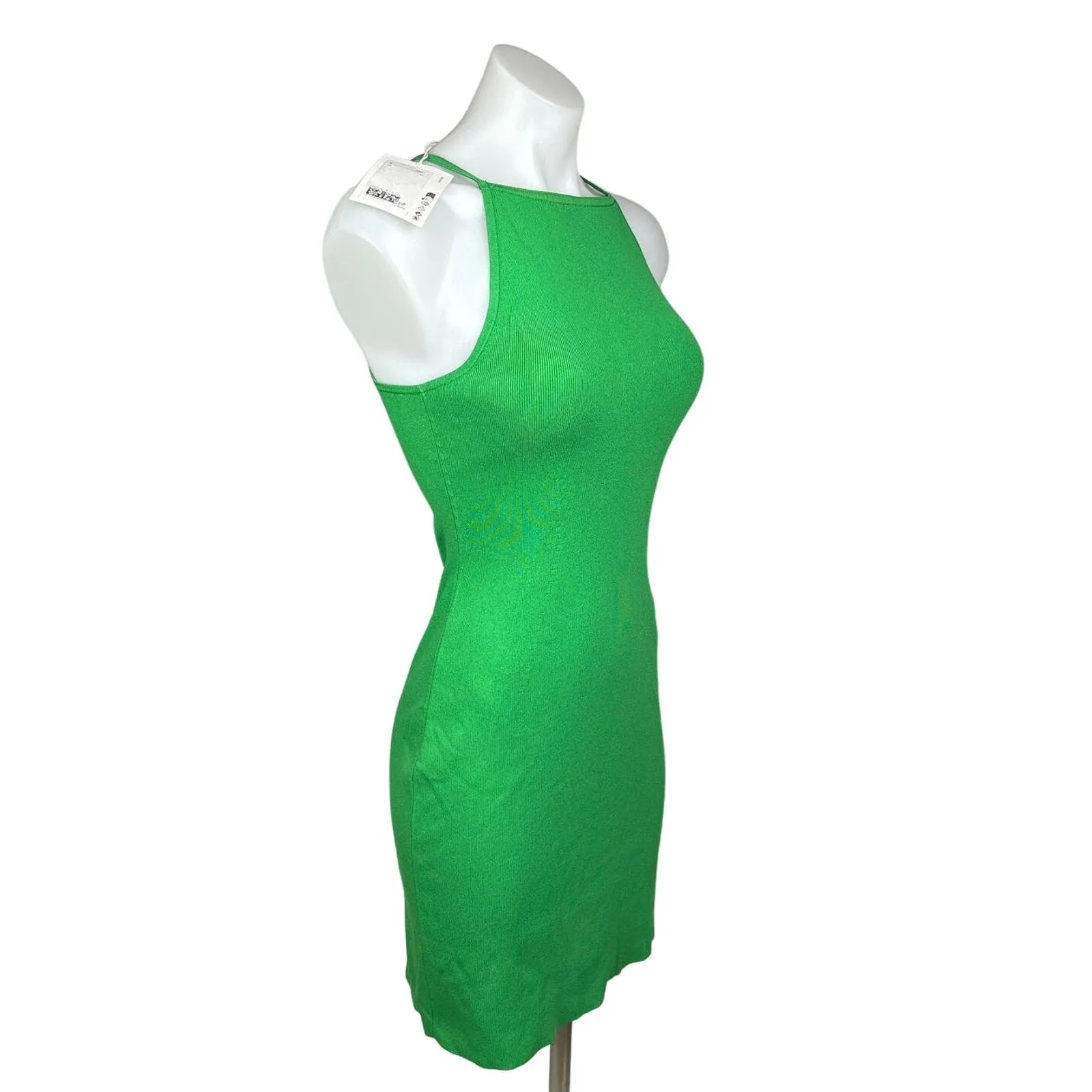 COS NWT $120 Green Sleeveless High Neck Pullover Stretch Mini Bodycon Dress Size XS