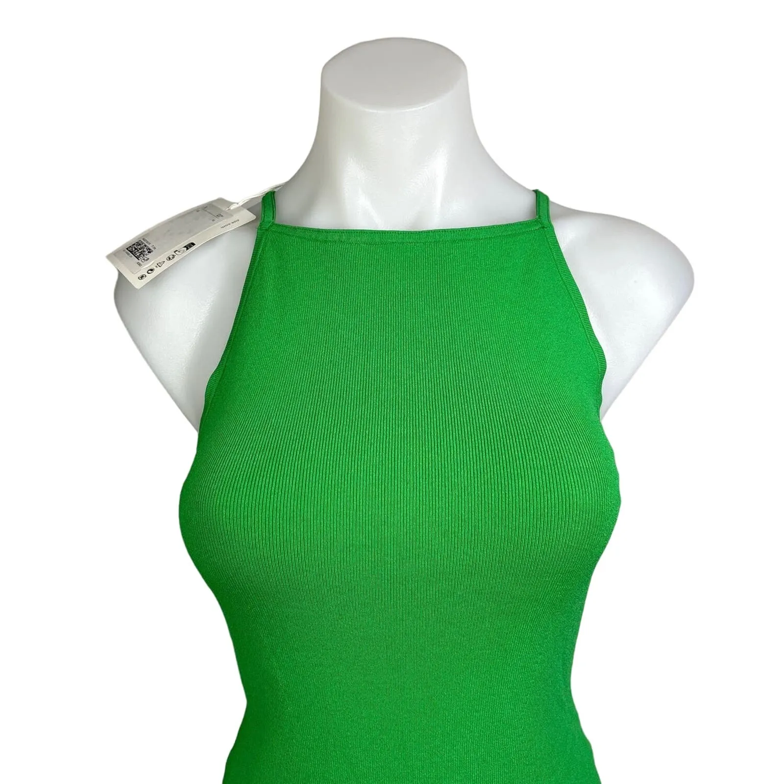 COS NWT $120 Green Sleeveless High Neck Pullover Stretch Mini Bodycon Dress Size XS