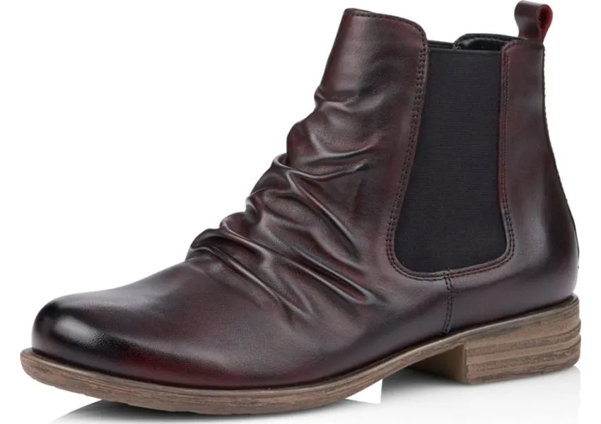 Cristallino Wine Ruched Leather Chelsea Boot