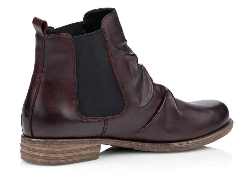 Cristallino Wine Ruched Leather Chelsea Boot