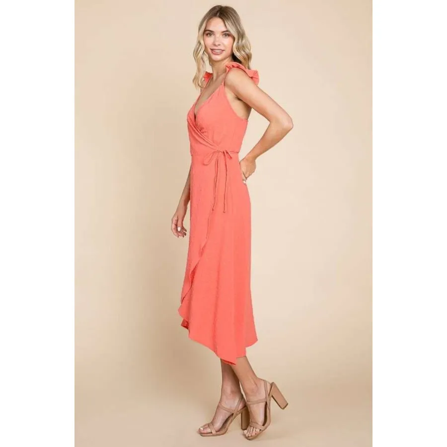 Culture Code Ruffle Detail Surplice Wrap Slip Dress