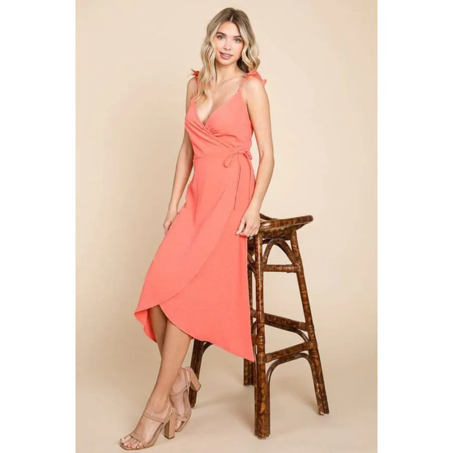 Culture Code Ruffle Detail Surplice Wrap Slip Dress