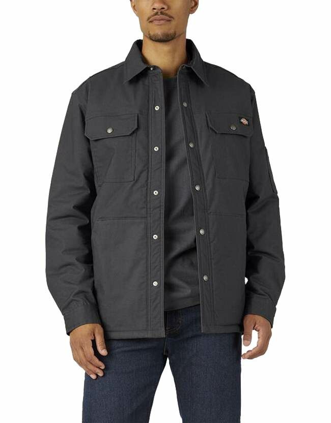 Dickies Men's Flex Duck Long Sleeve Shirt Jacket With Hydroshield in Slate Gray