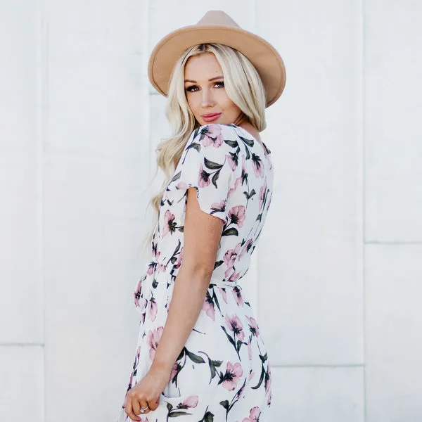 Faux Wrap Maxi Dress: Ivory Floral