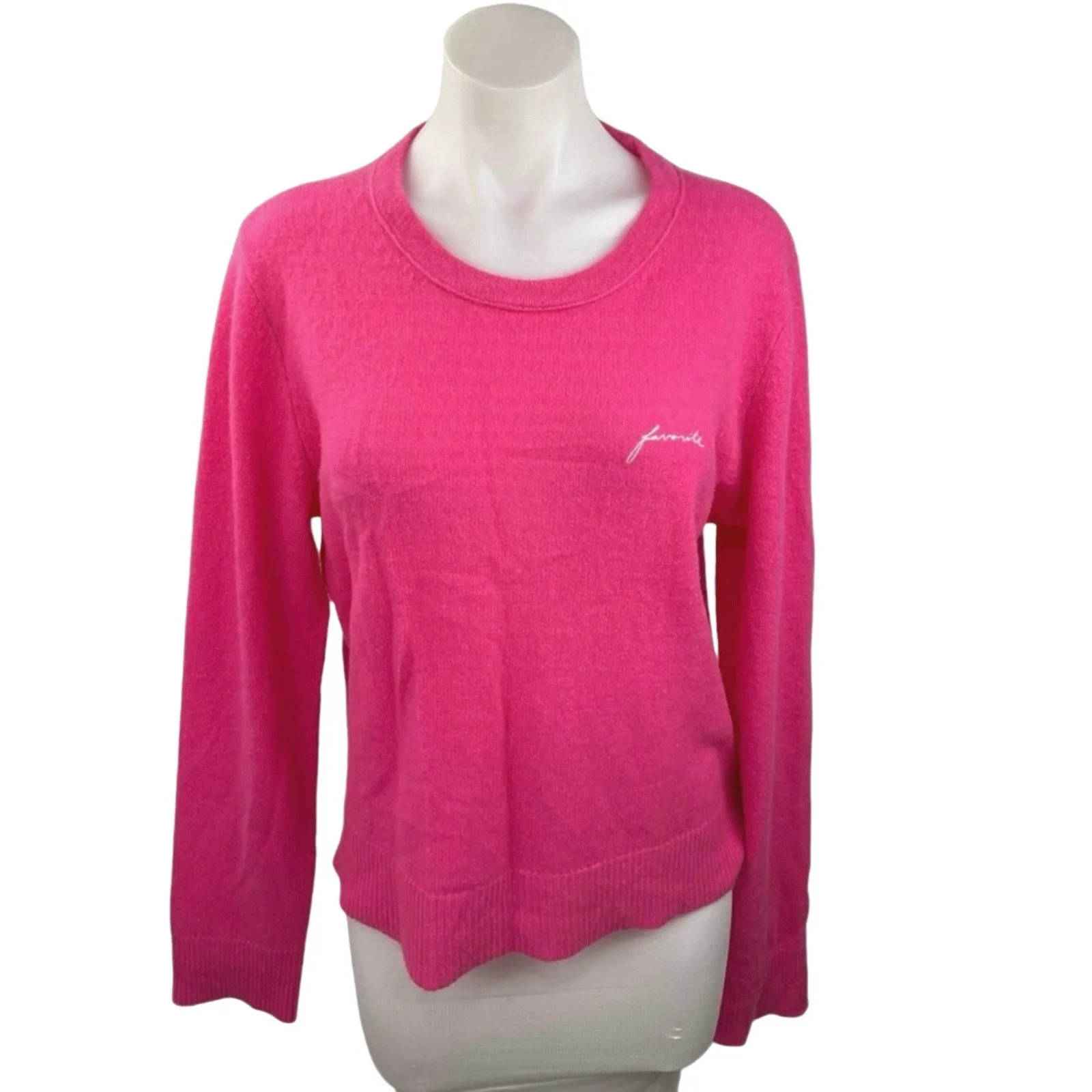 Favorite Daughter Pink 100% Cashmere Knitted Crewneck Long Sleeve Pullover Sz XL