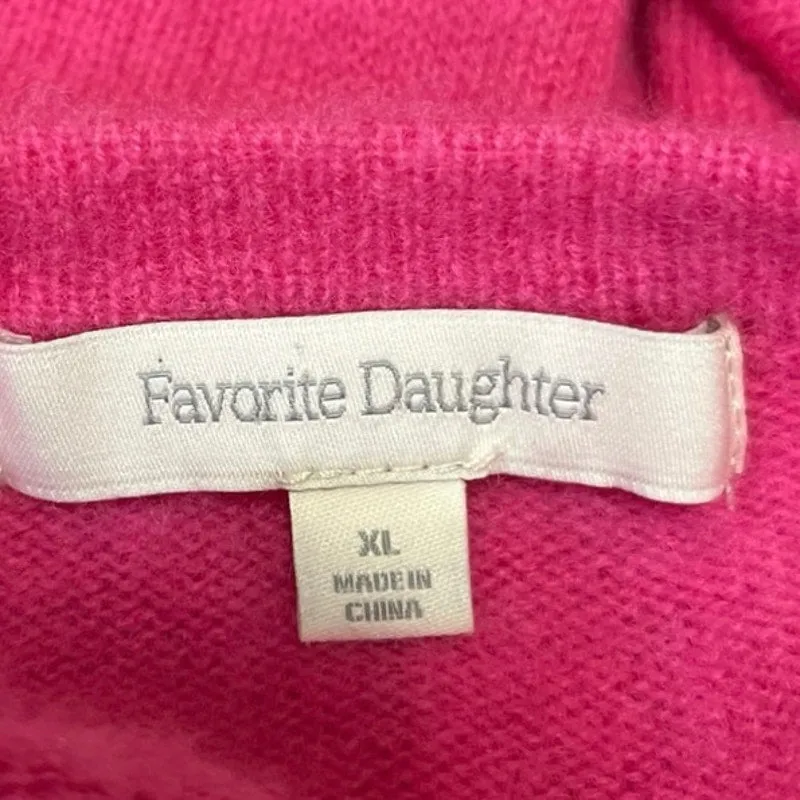 Favorite Daughter Pink 100% Cashmere Knitted Crewneck Long Sleeve Pullover Sz XL